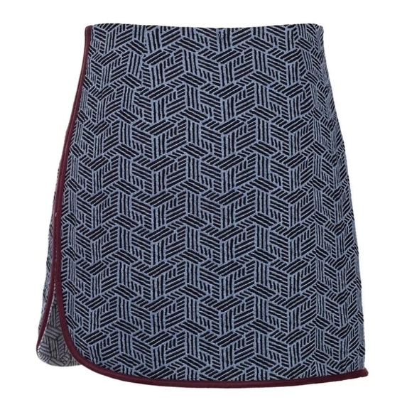 COP COPINE Melofeebis Jacquard Graphic‎ Mini Skirt Blue Women 40 EU Faux Leather - Picture 8 of 14